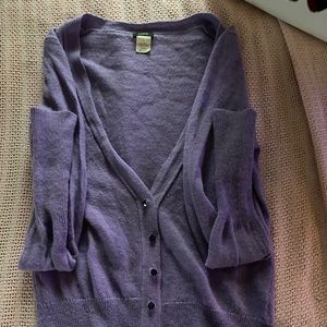 Purple J Crew Button Up Cardigan
